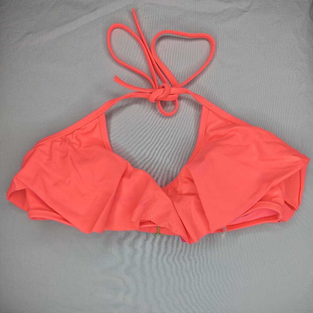 Pink Peach Sexy Cute Bikini Swim Top Halter Ruffles (S) Victoria's Secret